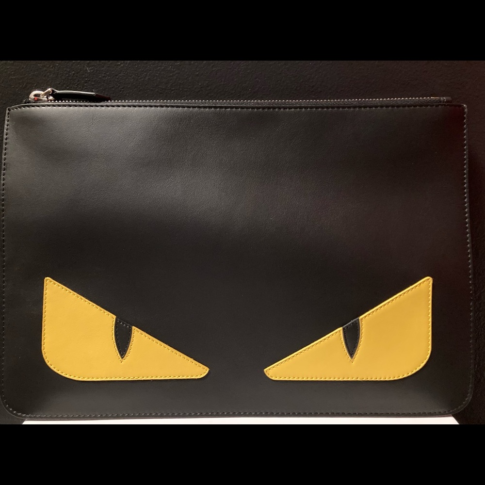 FENDI Bag Bugs Leather Pouch Clutch